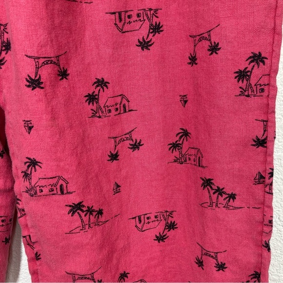 J Jill Linen Pull On Pants Relaxed Fit Pink Medium Wide Leg Beach - Picture 2 of 13